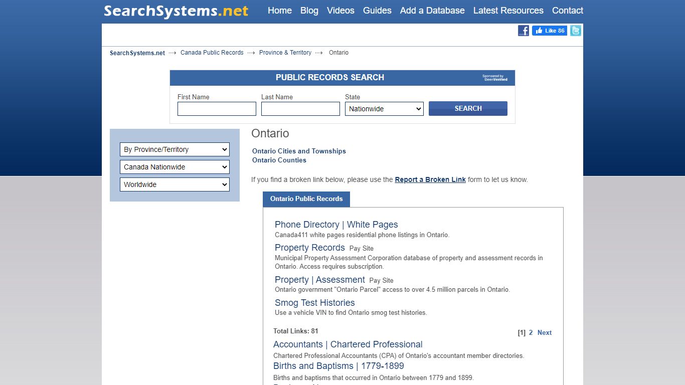 Ontario Public Records